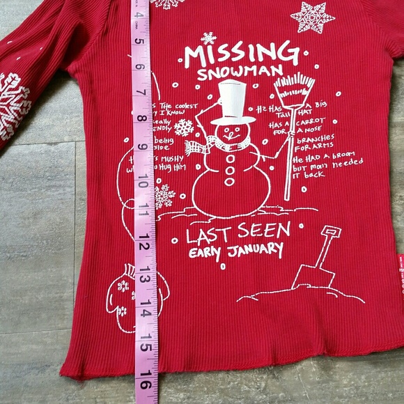 Limited Too Girls Red & White Snowman Shirt - Picture 7 of 7